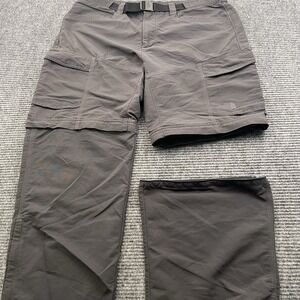 The North Face Convertible Tech Pants Mens 36x30 Gray Paramount Hiking Belted LG
